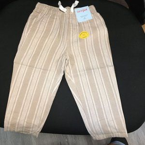 NWT Cat & Jack Drawstring Pants Cream & White Striped - Size 3T